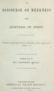Cover of: A discourse on meekness and quietness of spirit