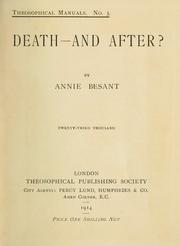 Cover of: Death--and after by Annie Wood Besant