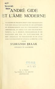 Cover of: André Gide et l'âme moderne. by Sybrandi Braak