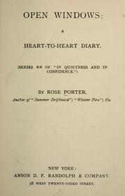 Cover of: Open windows: a heart-to-heart diary