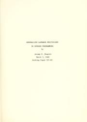 Cover of: Generalized Lagrange multipliers in integer programming