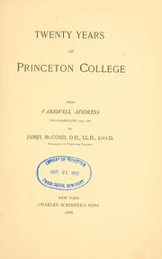 Cover of: Twenty years of Princeton college by McCosh, James