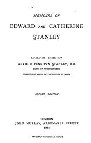 Cover of: Memoirs of Edward and Catherine Stanley