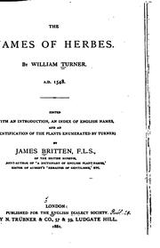 Cover of: The names of herbes by William Turner