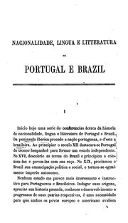 Cover of: Nacionalidade, lingua e litteratura de Portugal e Brazil