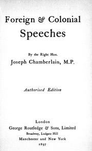 Cover of: Foreign & colonial speeches