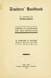 Cover of: Lessons in lip-reading for self-instruction by Edward Bartlett Nitchie
