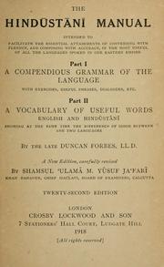 Cover of: Hindustani manual.: A new ed., carefully rev. : by Shamsul Ulama M. Yusuf Jafari.