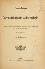 Cover of: Untersuchungen zur Gegenstandstheorie und Psychologie