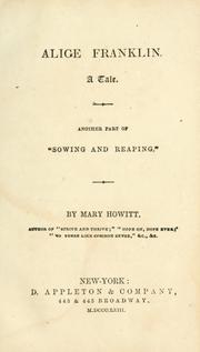 Cover of: Alice Franklin: a tale