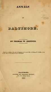Cover of: Annals of Baltimore... | T. W. Griffith
