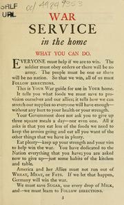 Cover of: War service in the home