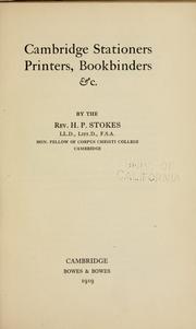 Cover of: Cambridge stationers, printers, bookbinders, &c. by H. P. Stokes