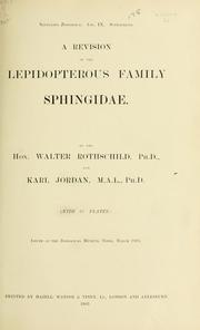 Cover of: A revision of the lepidopterous family Sphingidae. by Rothschild, Lionel Walter Rothschild Baron