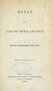 Cover of: Essay on the union of church and state.