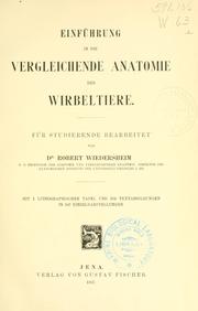 Cover of: Einführung in die vergleichende Anatomie der Wirbeltiere: für Studierende.