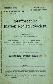 Cover of: Alstonfield parish register (1538-1812) by Alstonfield, Eng. (Parish)