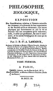 Cover of: Philosophie zoologique