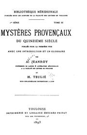 Cover of: Mystères provençaux du quinzième siècle by Alfred Jeanroy