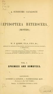 Cover of: synonymic catalogue of Lepidoptera Heterocera. (Moths): Vol. 1. Sphinges and bombyces