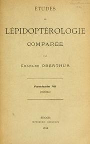 Cover of: Etudes de lépidoptérologie comparée