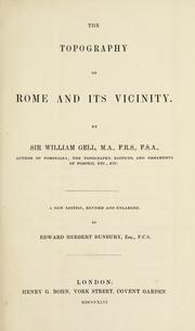 Cover of: The topography of Rome and its vicinity