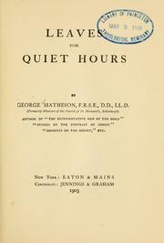 Cover of: Leaves for quiet hours by Matheson, George
