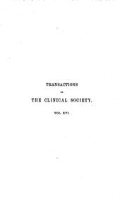 Cover of: Transactions of the Clinical Society of London. ...