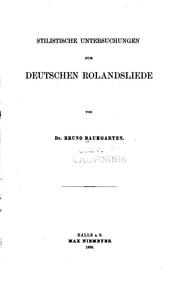Cover of: Stilistische Untersuchungen zum deutschen Rolandsliede