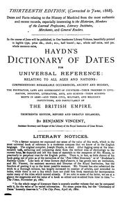 Cover of: Haydn's Universal Index of Biography from the Creation to the Present Time: For the Use of the ...