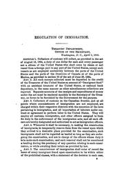 Cover of: Immigration Laws and Regulations: April 9, 1900