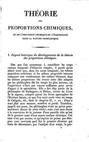 Cover of: Théorie des proportions chimiques: et table synoptique des poids atomiques ...