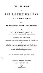 Cover of: Civilization of the Eastern Iranians in Ancient Times: With an Introduction on the Avesta Religion by Wilhelm Geiger