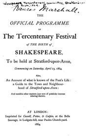 Cover of: The Official Programme of the Tercentenary Festival of the Birth of ... by 