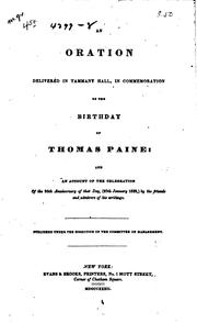 Cover of: An Oration Delivered in Tammany Hall: In Commemoration of the Birthday of ...