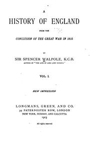 Cover of: A History of England from the Conclusion of the Great War in 1815