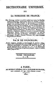 Cover of: Dictionnaire Universel de La Noblesse de France by Jean Baptiste Pierre Jullien de Courcelles