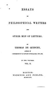 Cover of: Essays on Philosophical Writers and Other Men of Letters