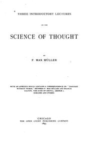 Cover of: Three introductory lectures on the science of thought: Delivered at the Royal Institution ...