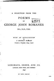Cover of: A Selection from the Poems of George John Romanes