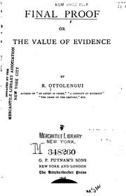 Cover of: Final Proof; Or, The Value of Evidence