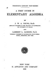Cover of: A First Course in Elementary Algebra