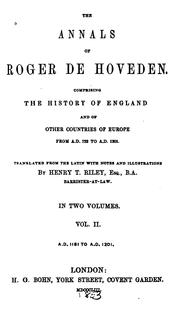 Cover of: The Annals of Roger de Hoveden: Comprising the History of England and of Other Countries of ...
