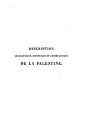 Cover of: Description géographique, historique et archéologique de la Palestine by Victor Guérin