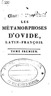 Cover of: Les métamorphoses d'Ovide by Ovid
