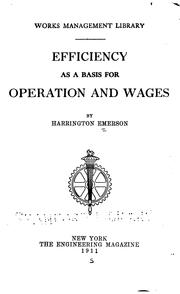 Cover of: Efficiency as a Basis for Operatin and Wages