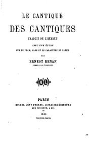 Cover of: Le Cantique des Cantiques by Ernest Renan