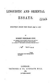 Cover of: Linguistic and Oriental Essays: Written from the Year 1840-1903
