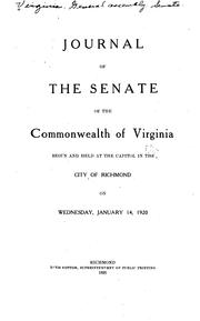 Cover of: Journal of the Senate of the Commonwealth of Virginia