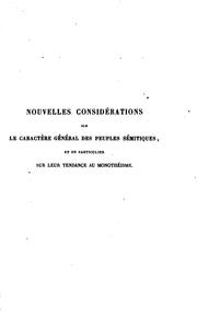 Cover of: Nouvelles considérations sur le caractere général des peuples sémitiques: et en particulier sur ..